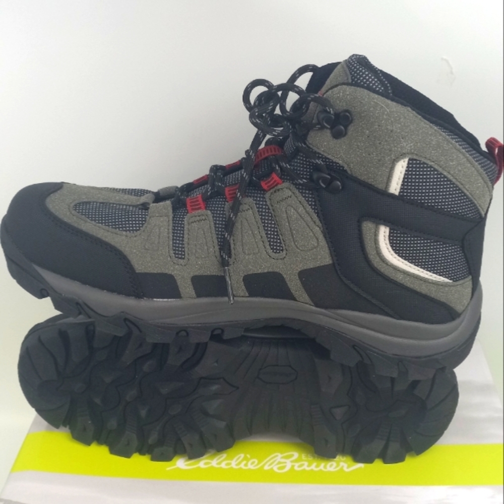 EDDIE BAUER GRAY HIKING WATER RESISTANT NYLON SOCK LINING BOOT SIZE 11